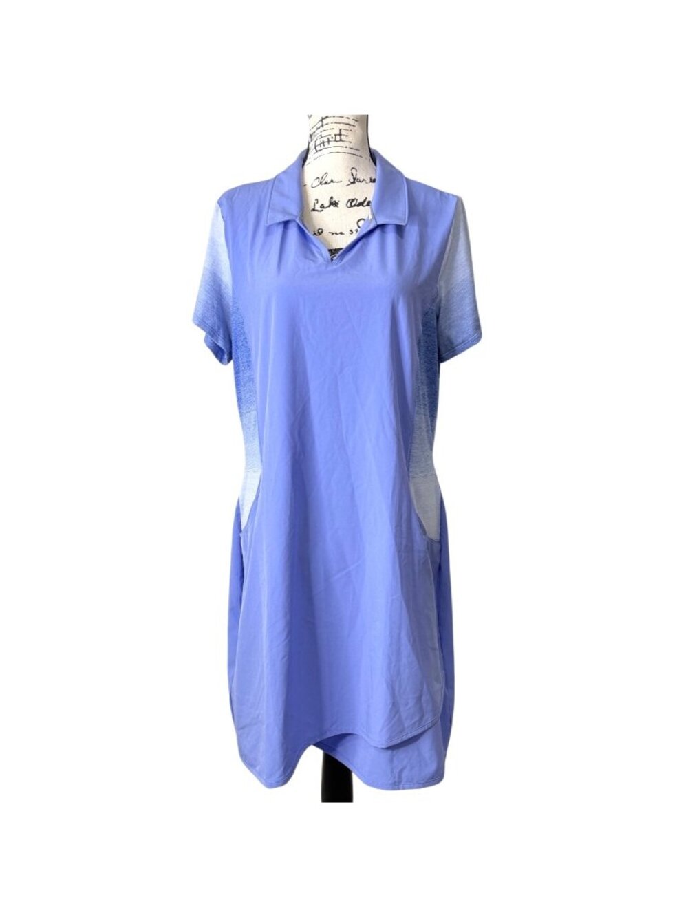 Adidas Women XL Range Dress Purple Golf Polo Gradient Sleeves Pockets Collar NEW